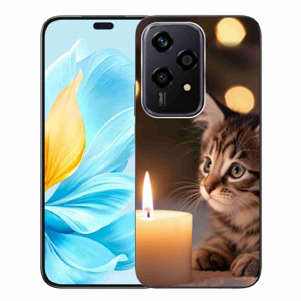 Zselés borítás mmCase a Honor 200 Lite 5G számára - cica és gyertya