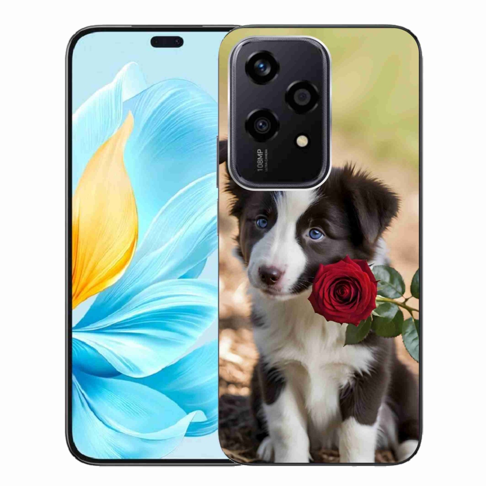 mmCase gél tok az Honor 200 Lite 5G-hez – aranyos border collie rózsával