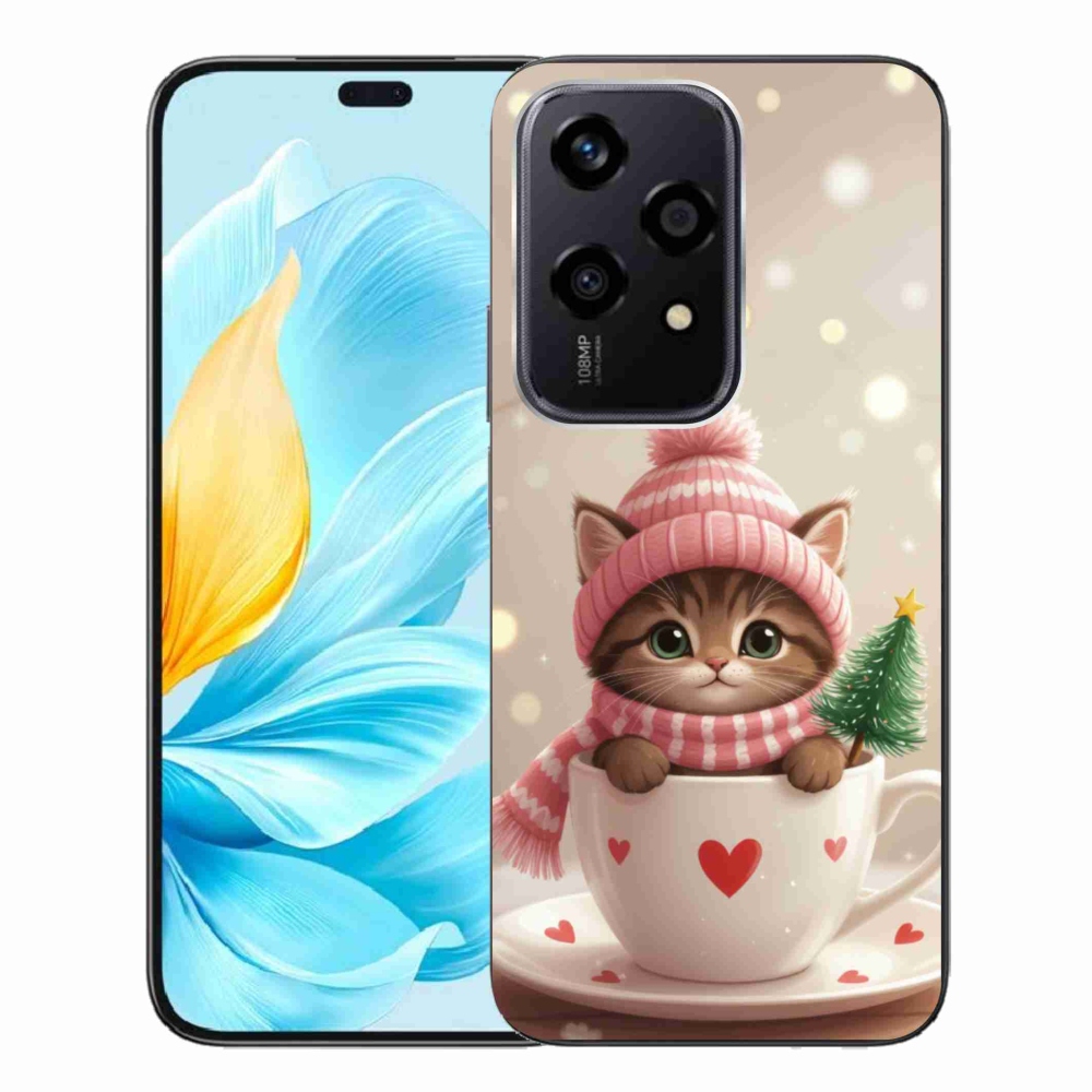 mmCase gél tok az Honor 200 Lite 5G-hez – karácsonyi cica a csészében