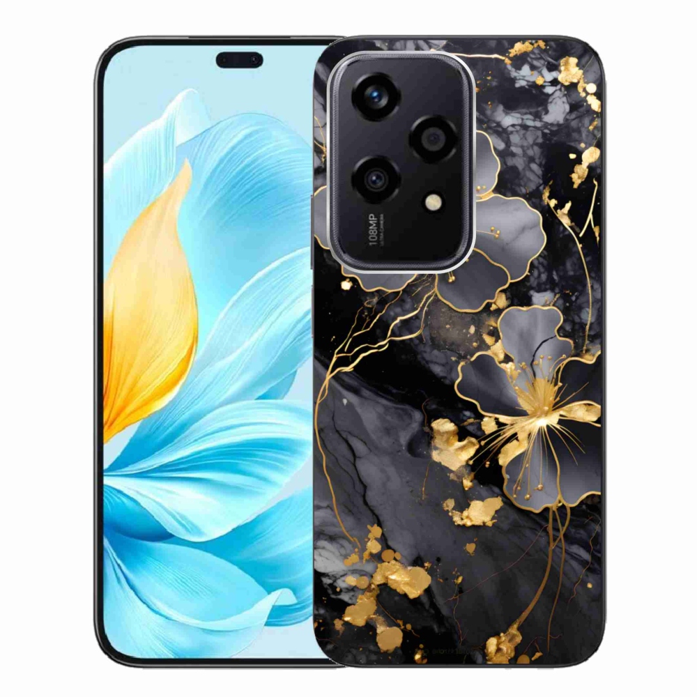 Zselés borító mmCase a Honor 200 Lite 5G számára - arany virágok