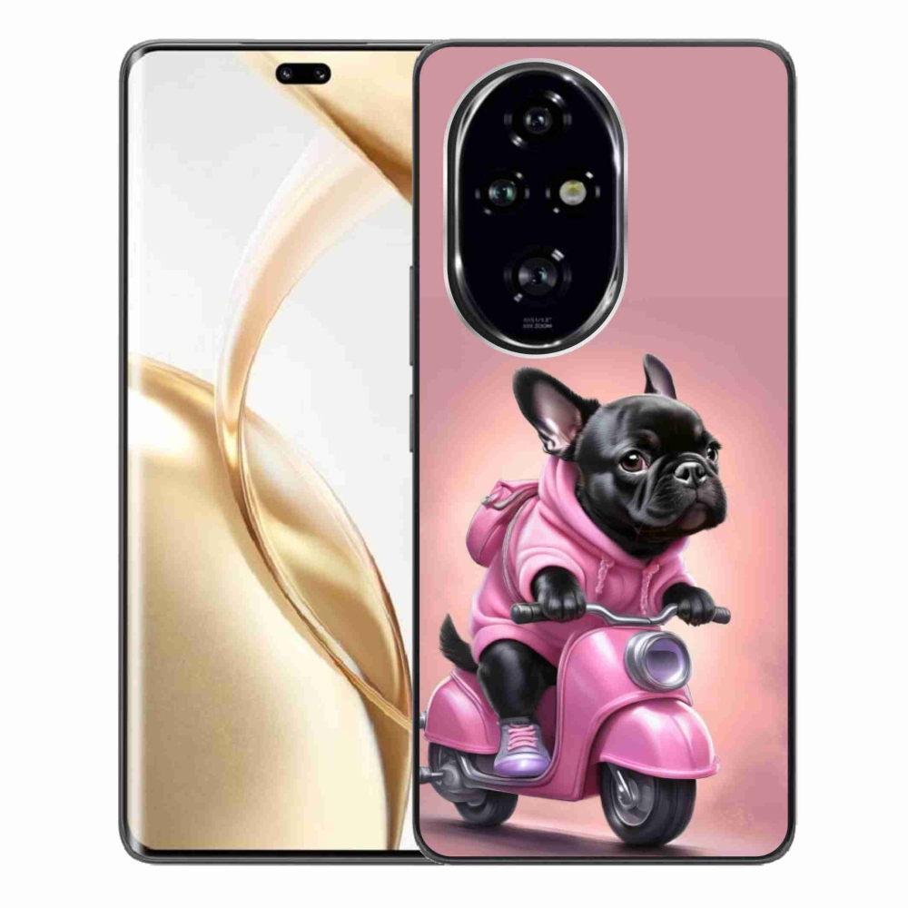 Zselés borítás mmCase a Honor 200 Pro 5G számára - Francia bulldog egy robogón