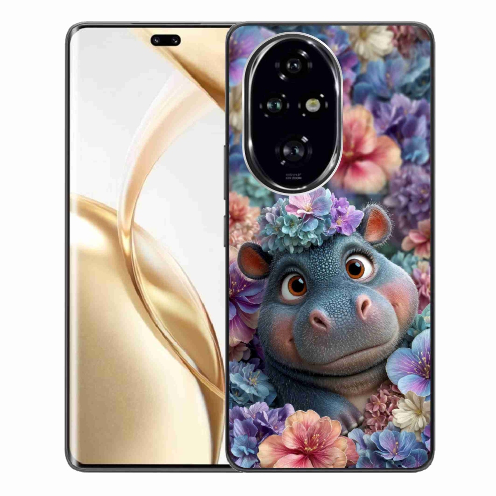 mmCase géltok az Honor 200 Pro 5G-hez – virágokkal díszített kis víziló