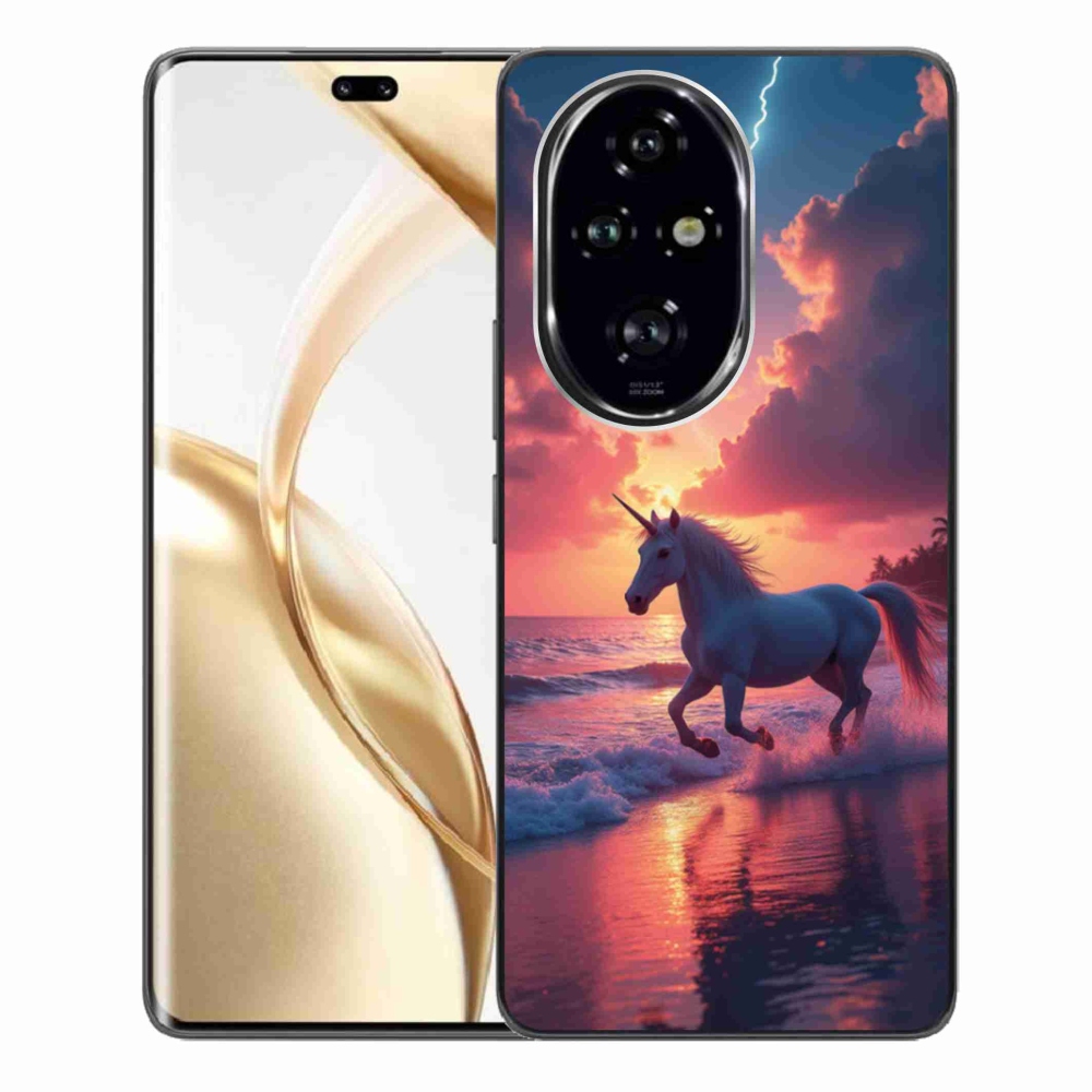 Gél borítás mmCase a Honor 200 Pro 5G számára - egyszarvú a tengerparton