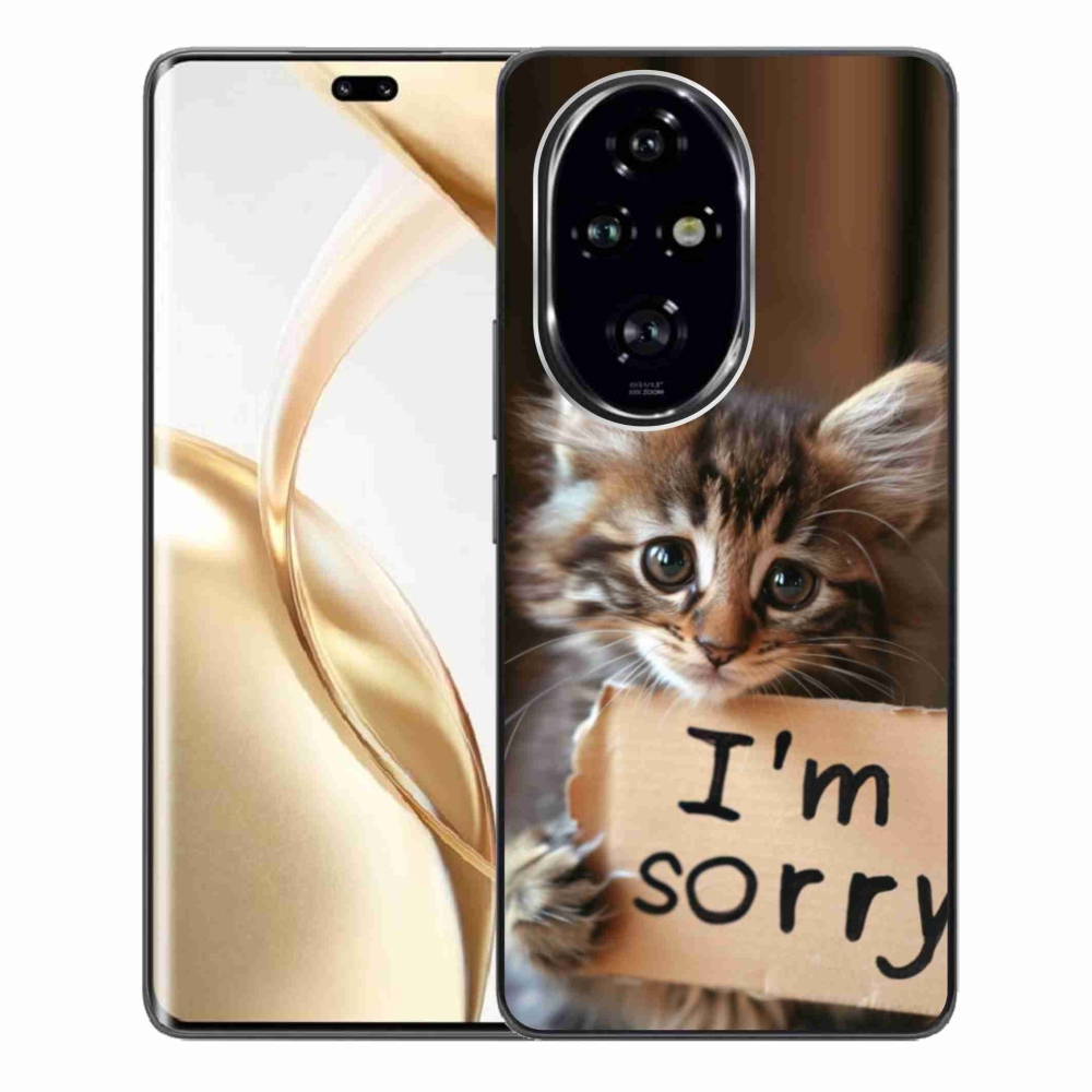 Zselés borítás mmCase a Honor 200 Pro 5G számára - macska bocsánatkérése