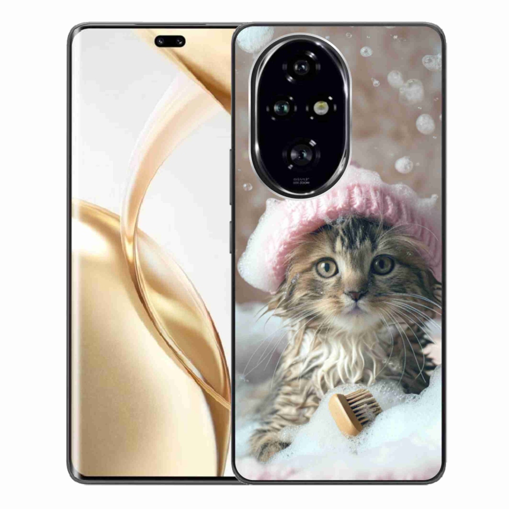 Zselés borítás mmCase a Honor 200 Pro 5G számára - cica és fürdés