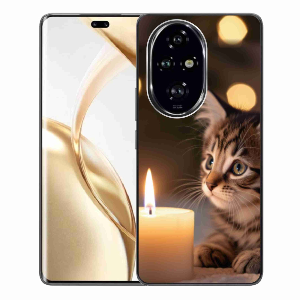 Zselés borítás mmCase a Honor 200 Pro 5G számára - cica és gyertya