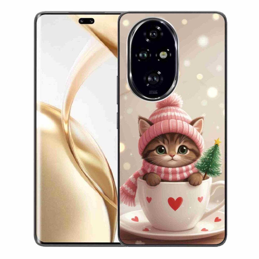 mmCase gél tok az Honor 200 Pro 5G-hez – karácsonyi cica csészében