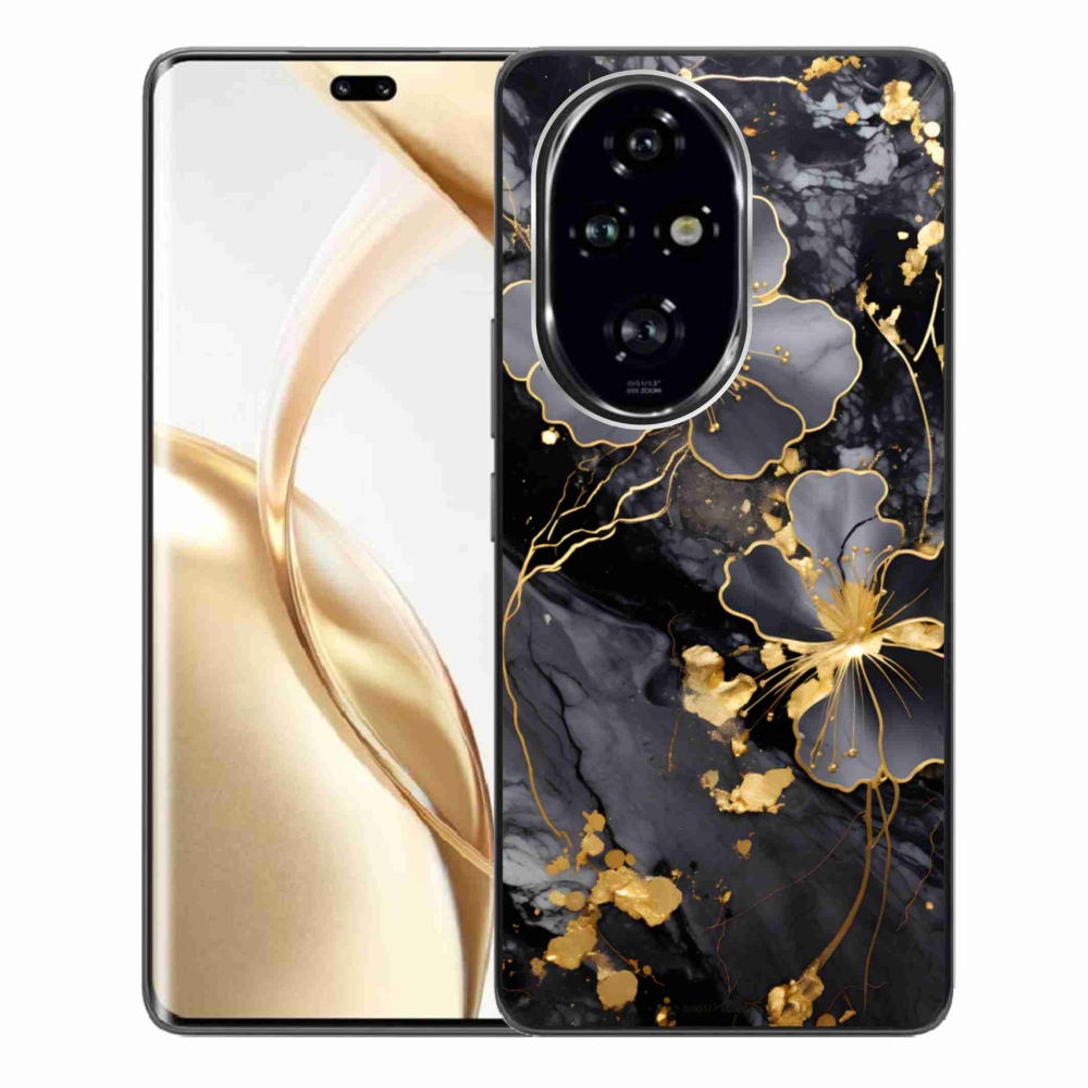 Zselés borítás mmCase a Honor 200 Pro 5G számára - arany virágok