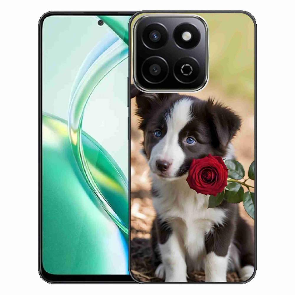 mmCase gél tok az Honor 200 Smart 5G-hez – aranyos border collie rózsával