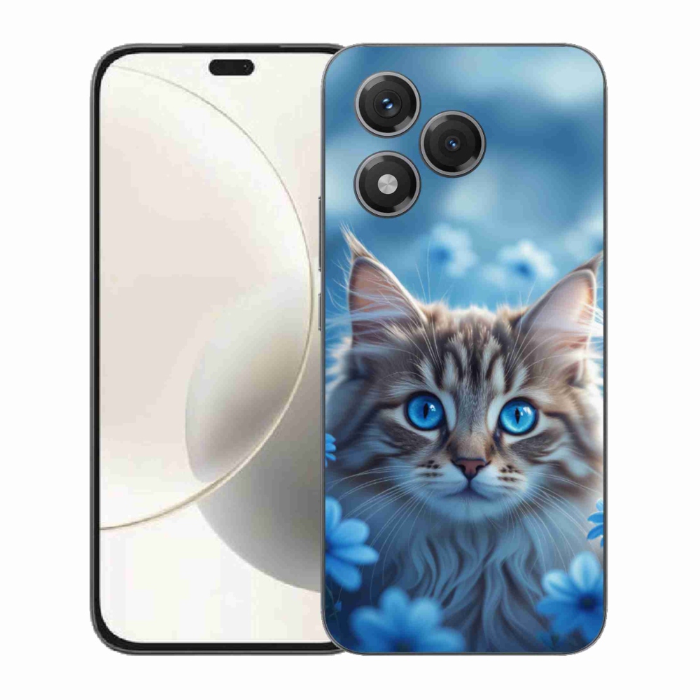 mmCase gél tok az Honor 400 Lite-hoz – kiscica kék virágokkal