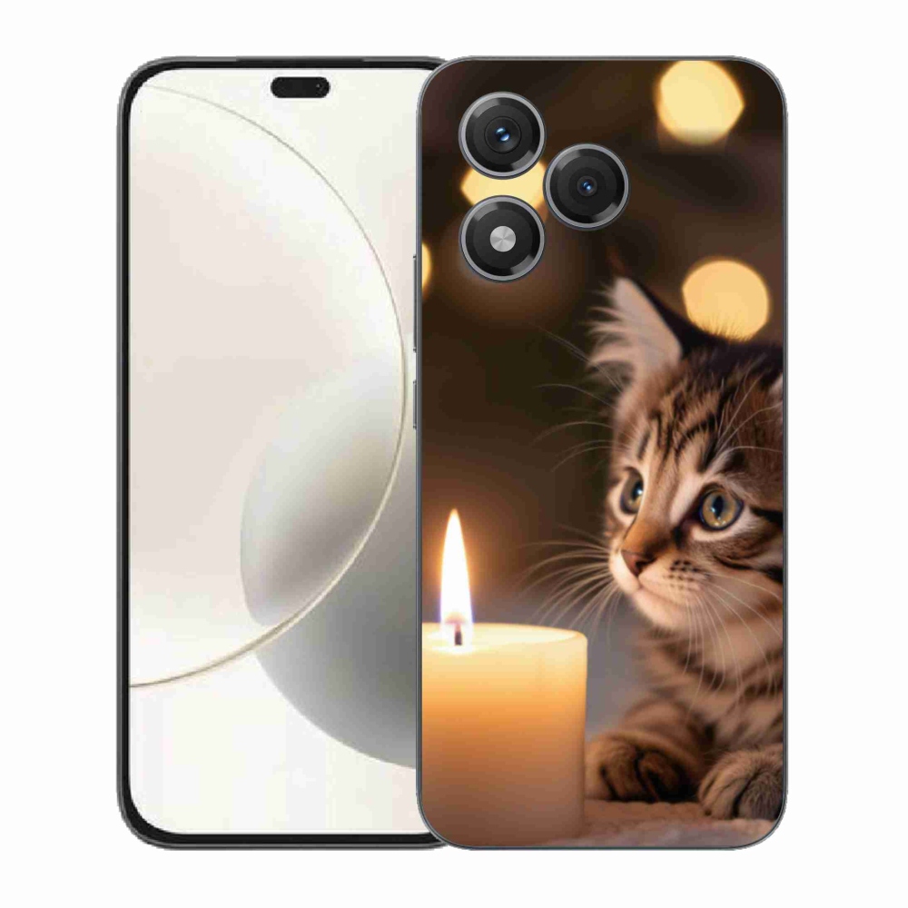 Zselés borítás mmCase a Honor 400 Lite-hoz - cica és gyertya