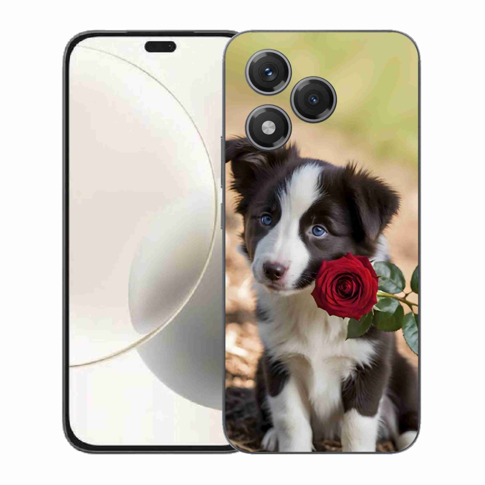 mmCase gél tok az Honor 400 Lite-hoz – aranyos border collie rózsával