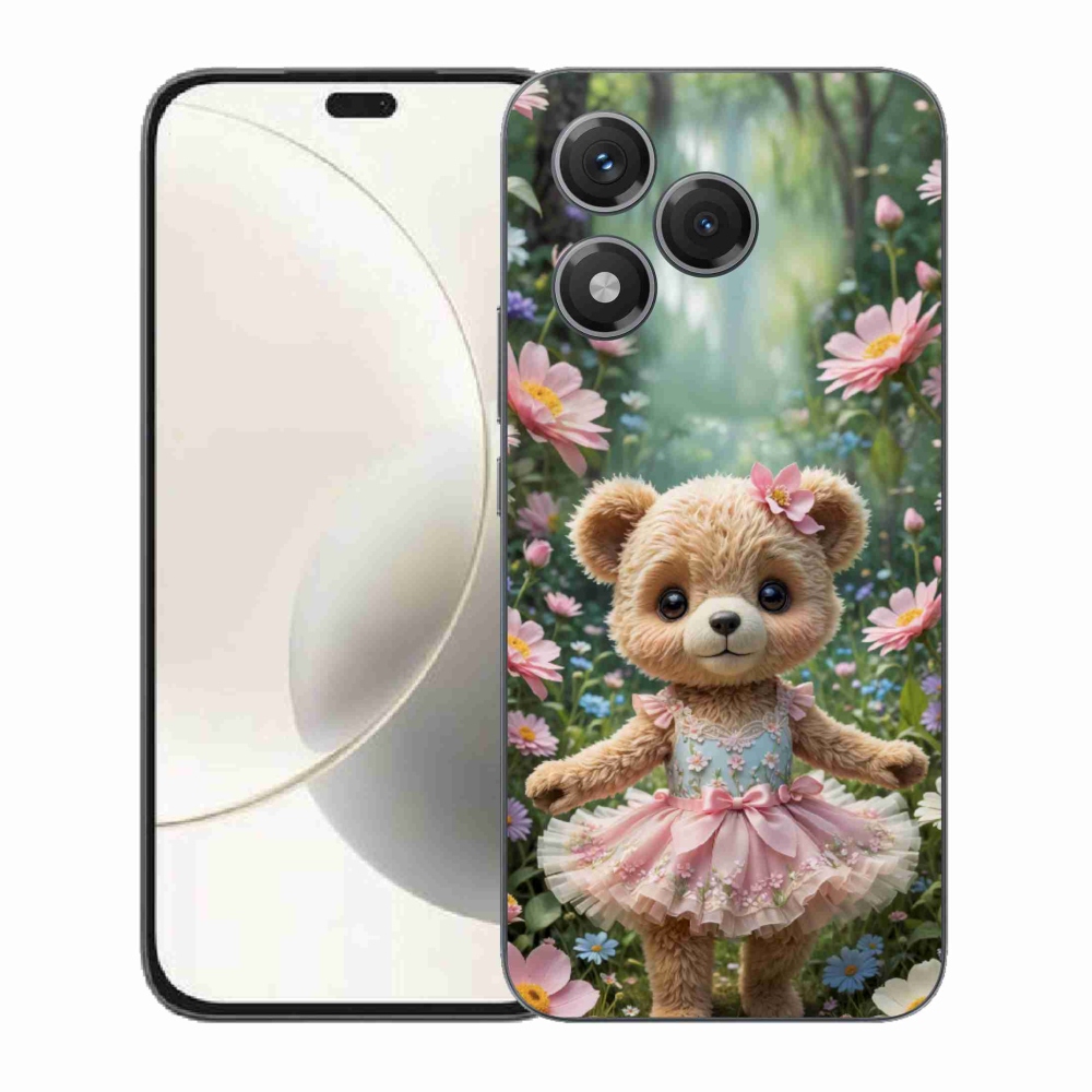 mmCase gél tok az Honor 400 Lite-hoz – aranyos mackó virágok között