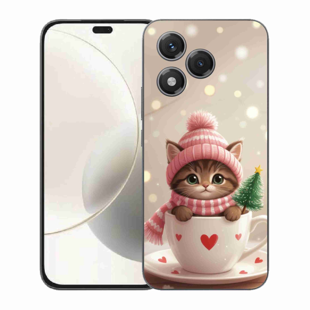 mmCase gél tok az Honor 400 Lite-hoz – karácsonyi cica egy csészében