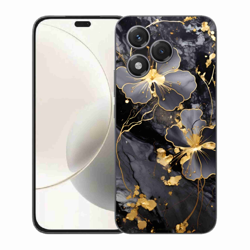 Zselés borítás mmCase a Honor 400 Lite-hoz - arany virágok