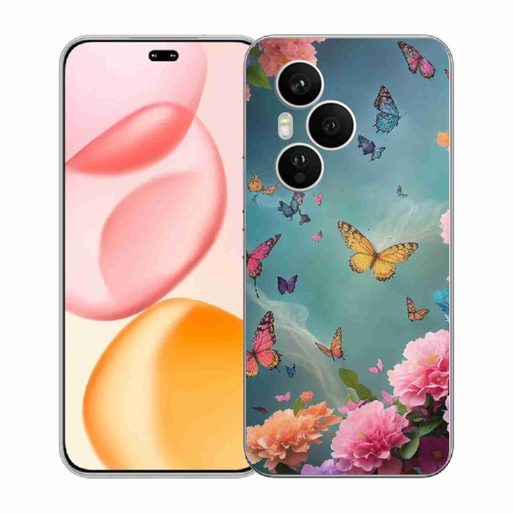 Gél borító mmCase a Honor 400 Pro-hoz - színes virágok és pillangók