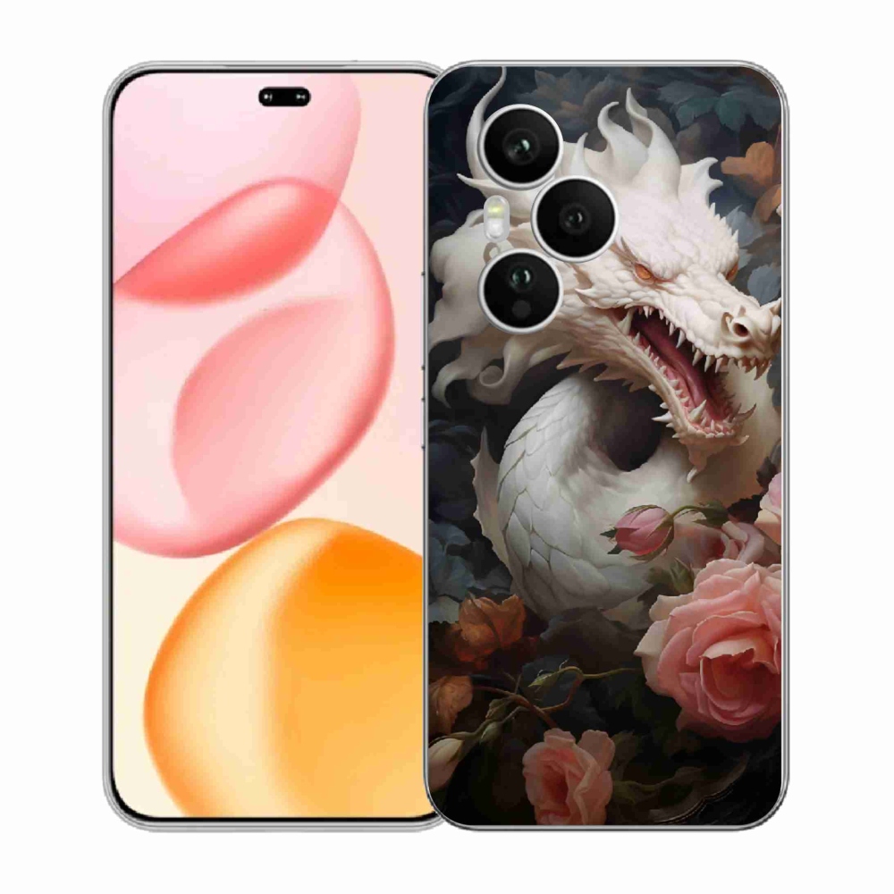 Zselés borítás mmCase a Honor 400 Pro-hoz - fehér sárkány