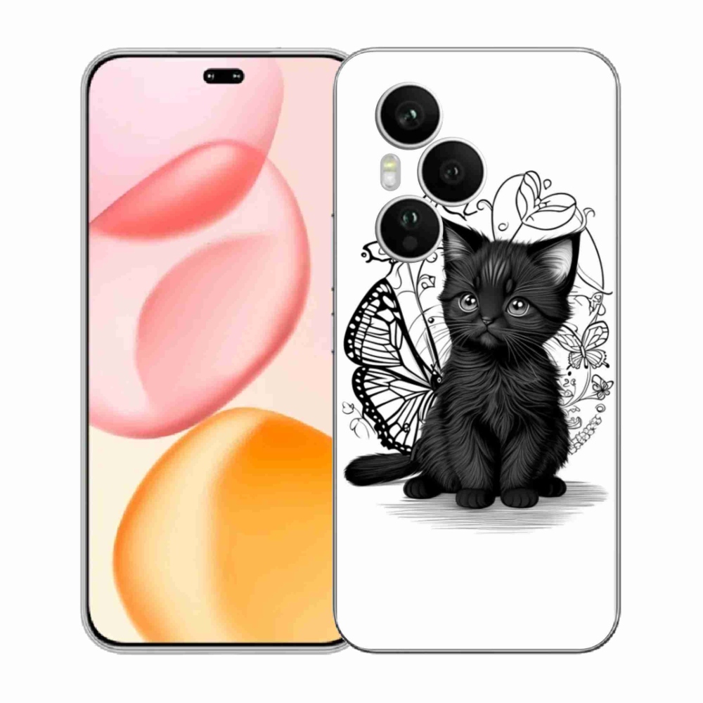 Zselés borítás mmCase a Honor 400 Pro-hoz - fekete cica