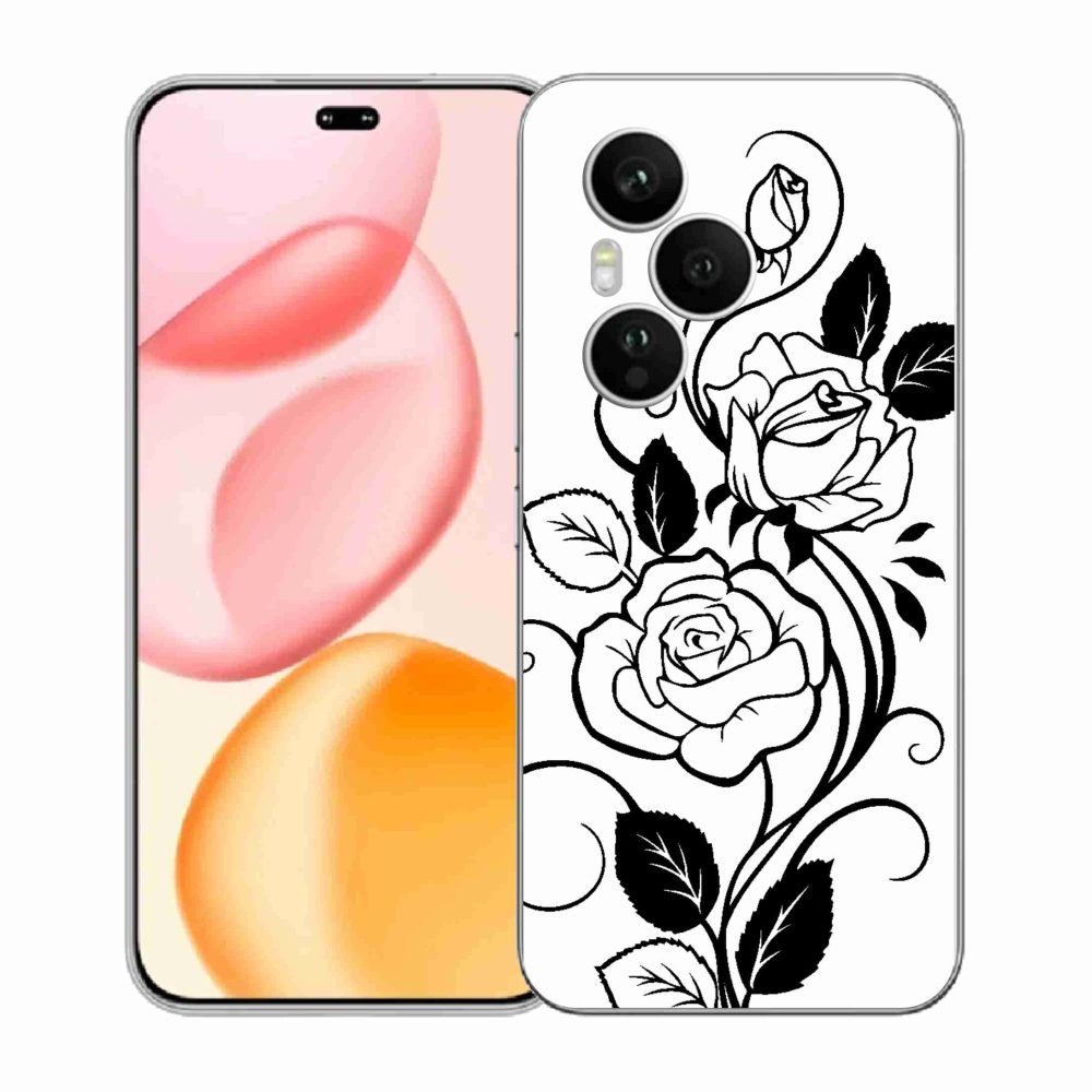 Zselés borítás mmCase a Honor 400 Pro-hoz - fekete és fehér rózsa