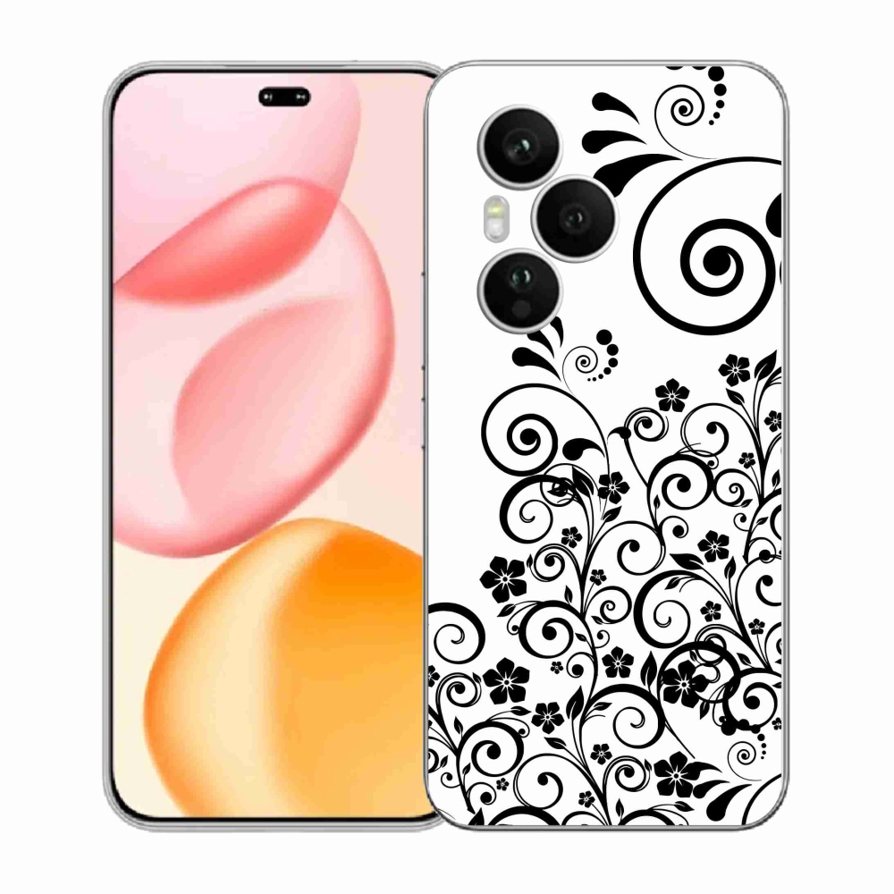 Zselés borítás mmCase a Honor 400 Pro-hoz - fekete és fehér virágminták