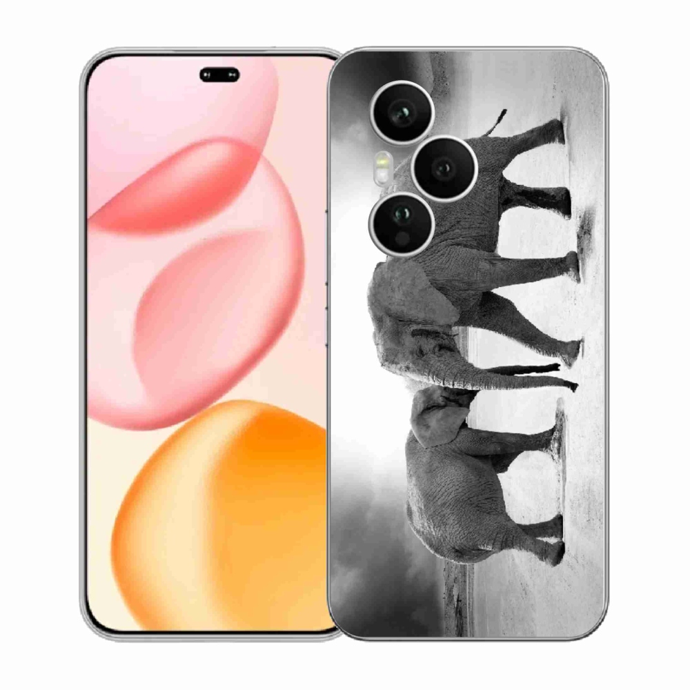 Zselés borítás mmCase a Honor 400 Pro-hoz - fekete és fehér elefántok