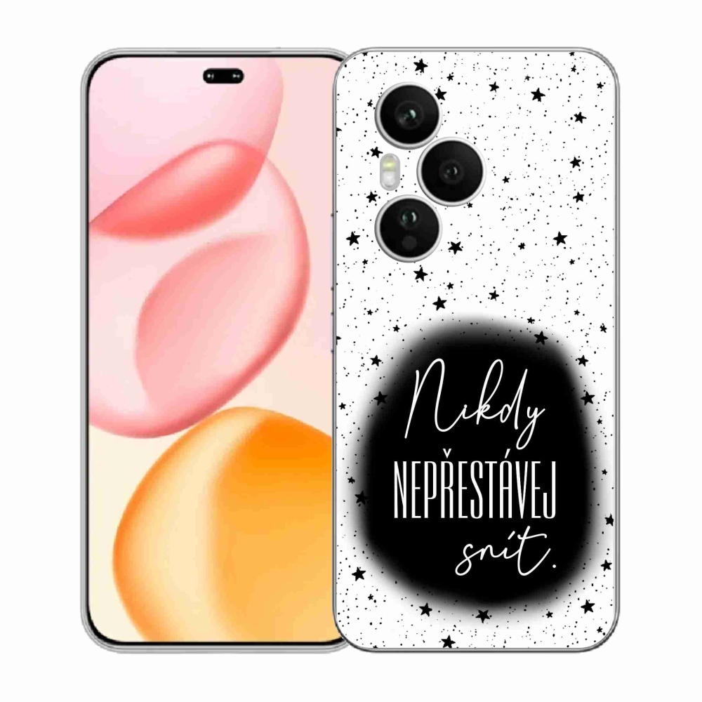 Zselés borítás mmCase a Honor 400 Pro-hoz - idézet 1 fekete-fehér háttérrel