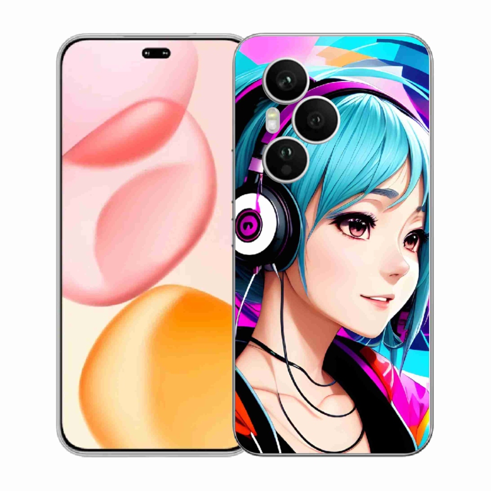 Zselés borítás mmCase a Honor 400 Pro-hoz - lány fejhallgatóval