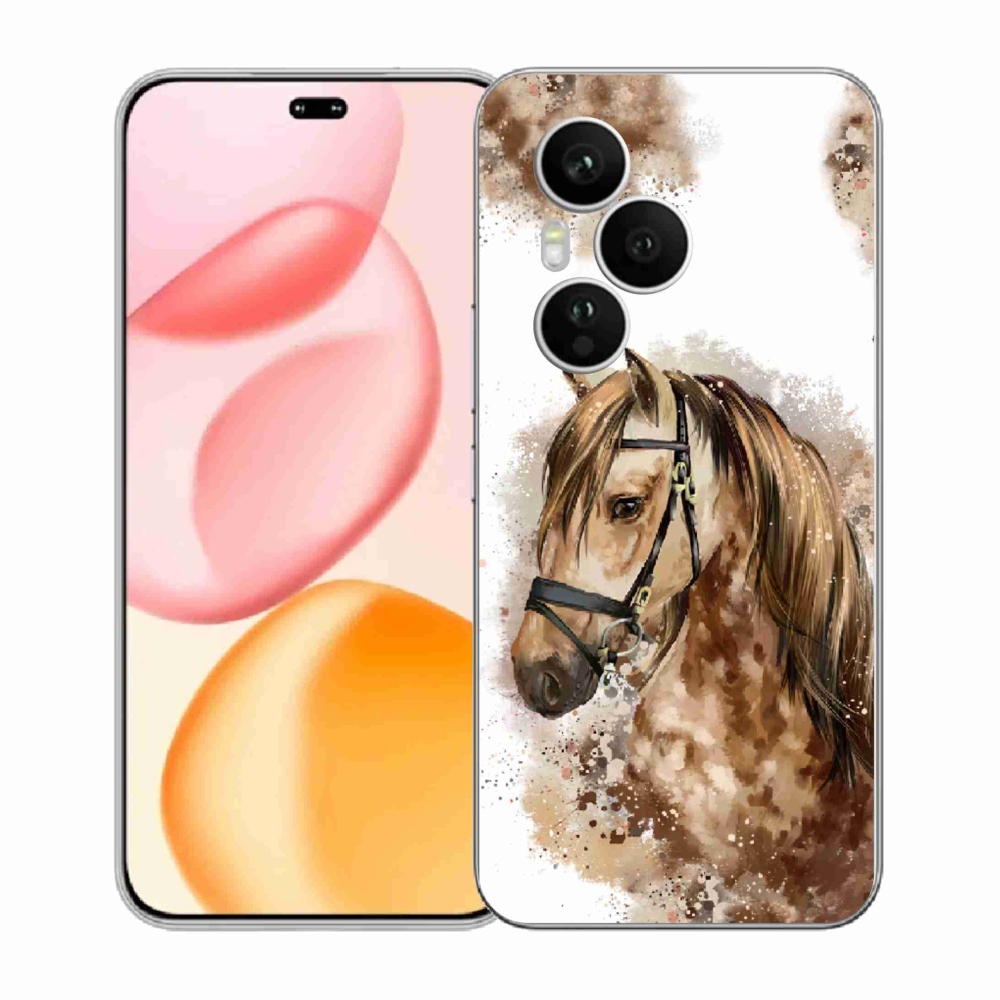 Zselés borítás mmCase a Honor 400 Pro-hoz - barna rajzfilm ló