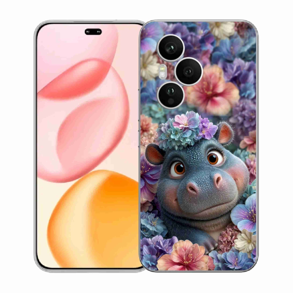 mmCase géltok az Honor 400 Pro-hoz – virágokkal díszített kis víziló