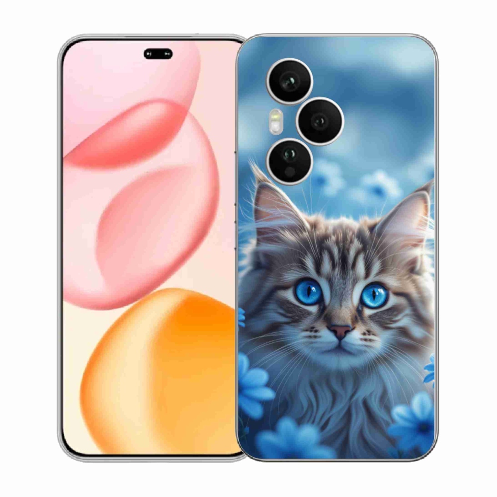 mmCase gél tok az Honor 400 Pro-hoz – kiscica kék virágok között