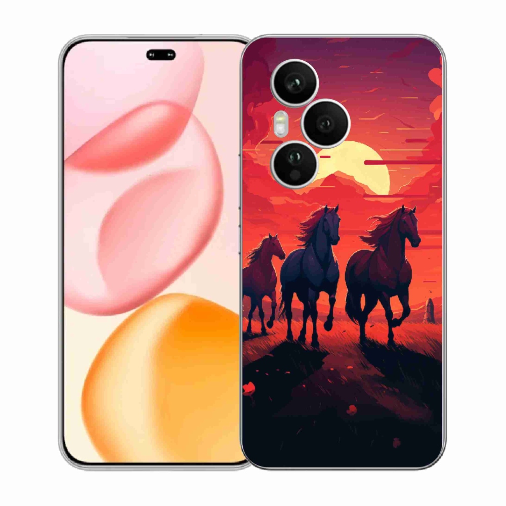 Zselés borítás mmCase a Honor 400 Pro-hoz - lovak és naplemente