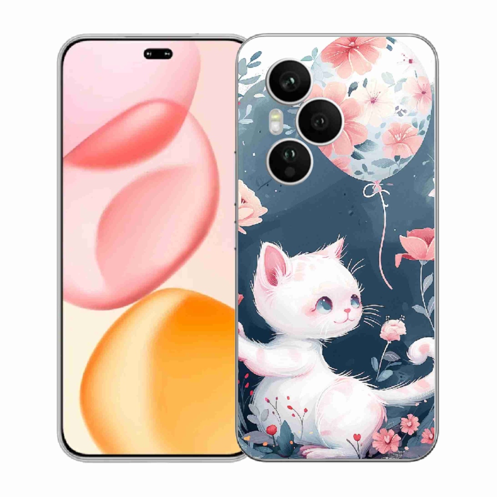 Zselés borítás mmCase a Honor 400 Pro-hoz - cica lufival