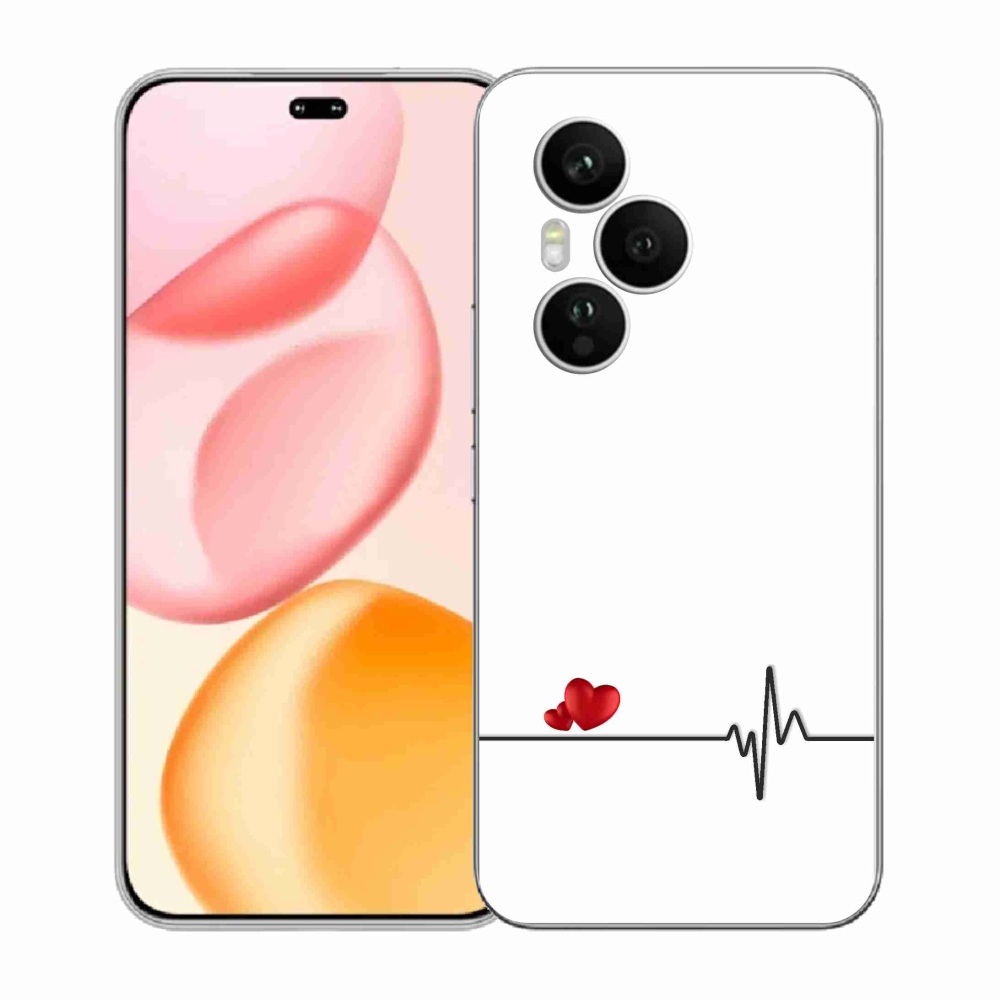Gél borító mmCase a Honor 400 Pro-hoz - szív és szívverés fehér háttérrel