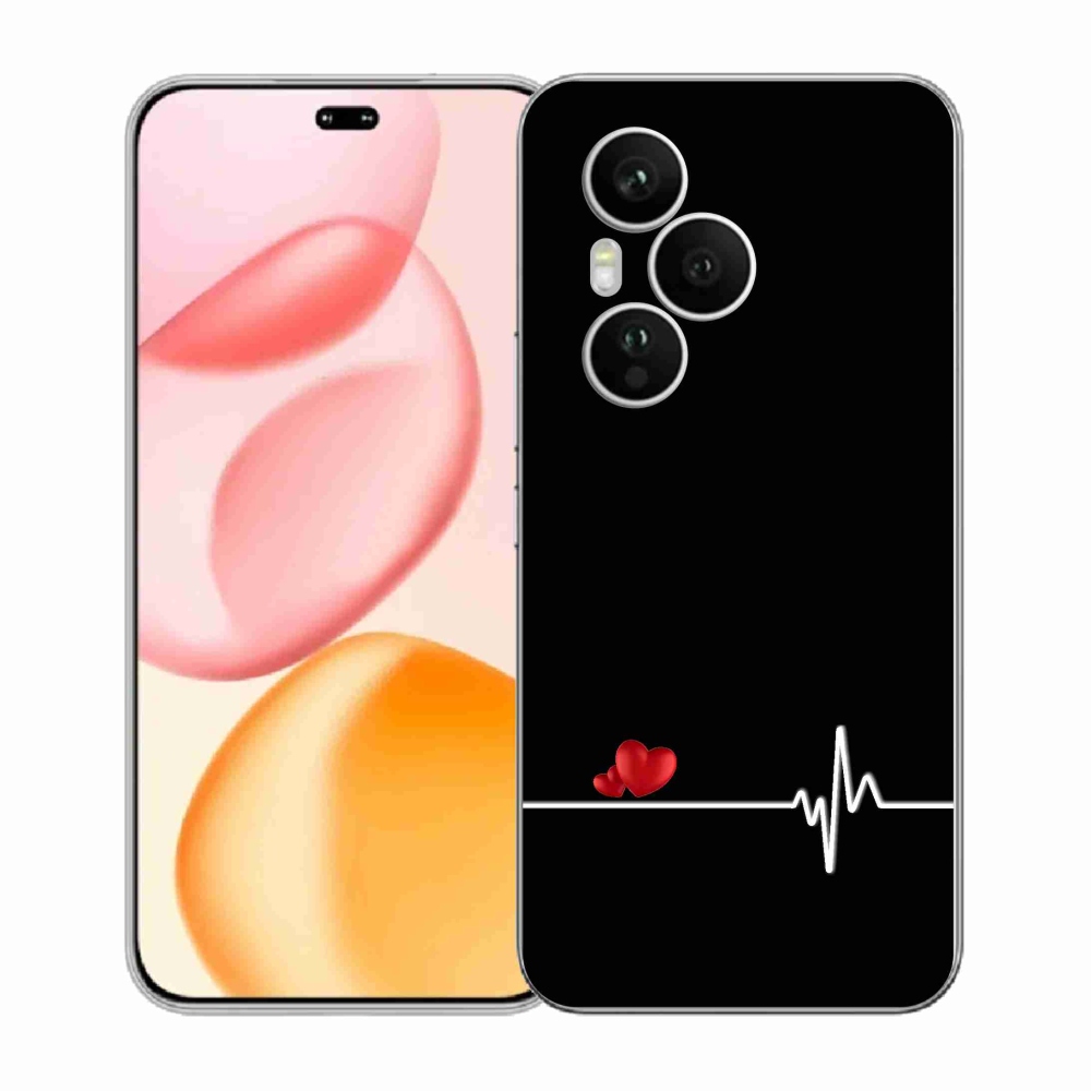 Gél borítás mmCase a Honor 400 Pro-hoz - szív és szívverés fekete háttérrel