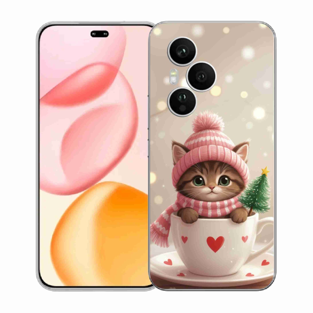 mmCase gél tok az Honor 400 Pro-hoz – karácsonyi cica csészében