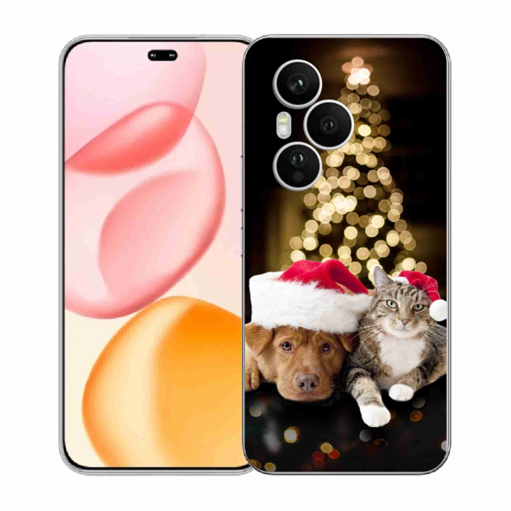 Gél borítás mmCase a Honor 400 Pro-hoz - Karácsonyi kutya és macska