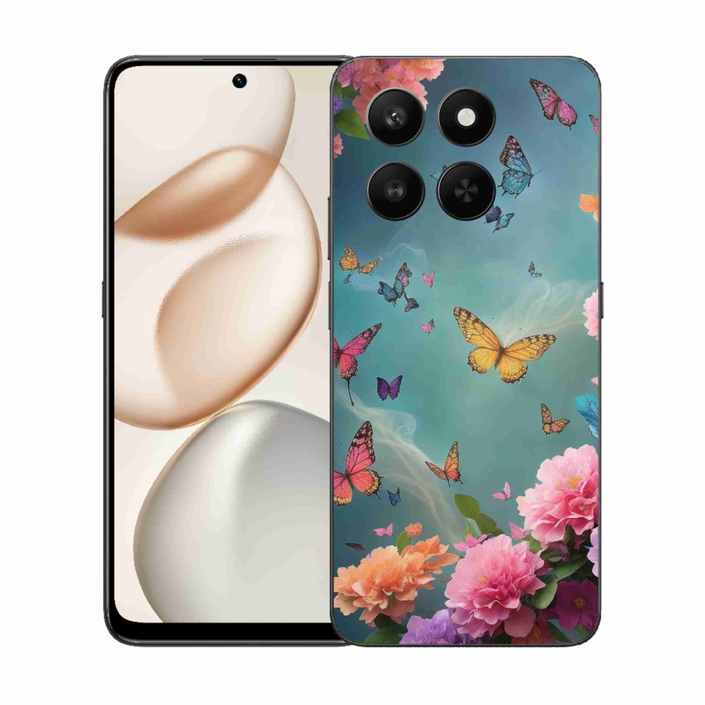 Zselés borító mmCase a Honor 400 Smart 5G/4G/Honor X7d készülékhez - színes virágok és pillangók