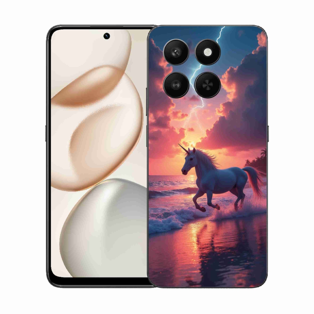 Zselés borítás mmCase a Honor 400 Smart 5G/4G/Honor X7d számára - egyszarvú a tengerparton