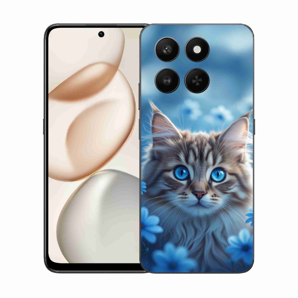 mmCase gél tok az Honor 400 Smart 5G/4G/Honor X7d készülékhez – kiscica kék virágokkal