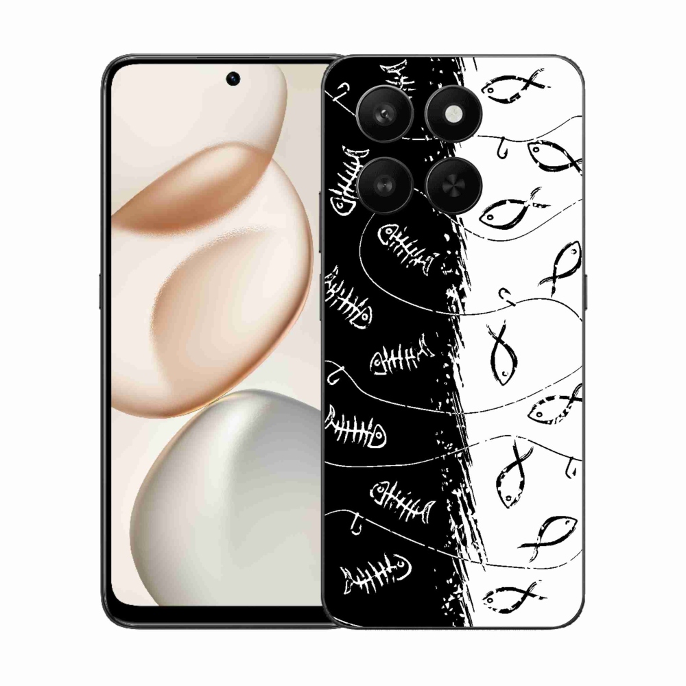 Zselés borítás mmCase a Honor 400 Smart 5G/4G/Honor X7d számára - csontvázak és halak