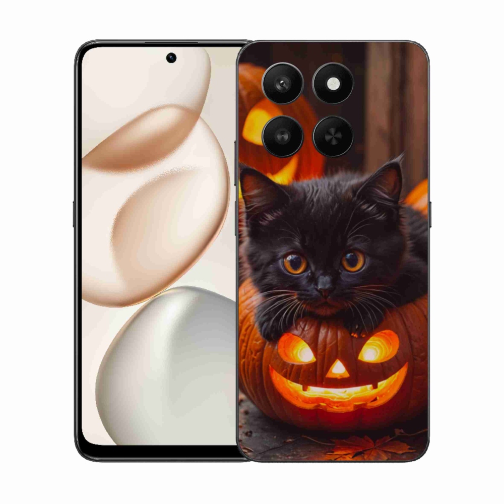 Zselés borítás mmCase a Honor 400 Smart 5G/4G/Honor X7d készülékhez - cica és tök - cica és sütőtök