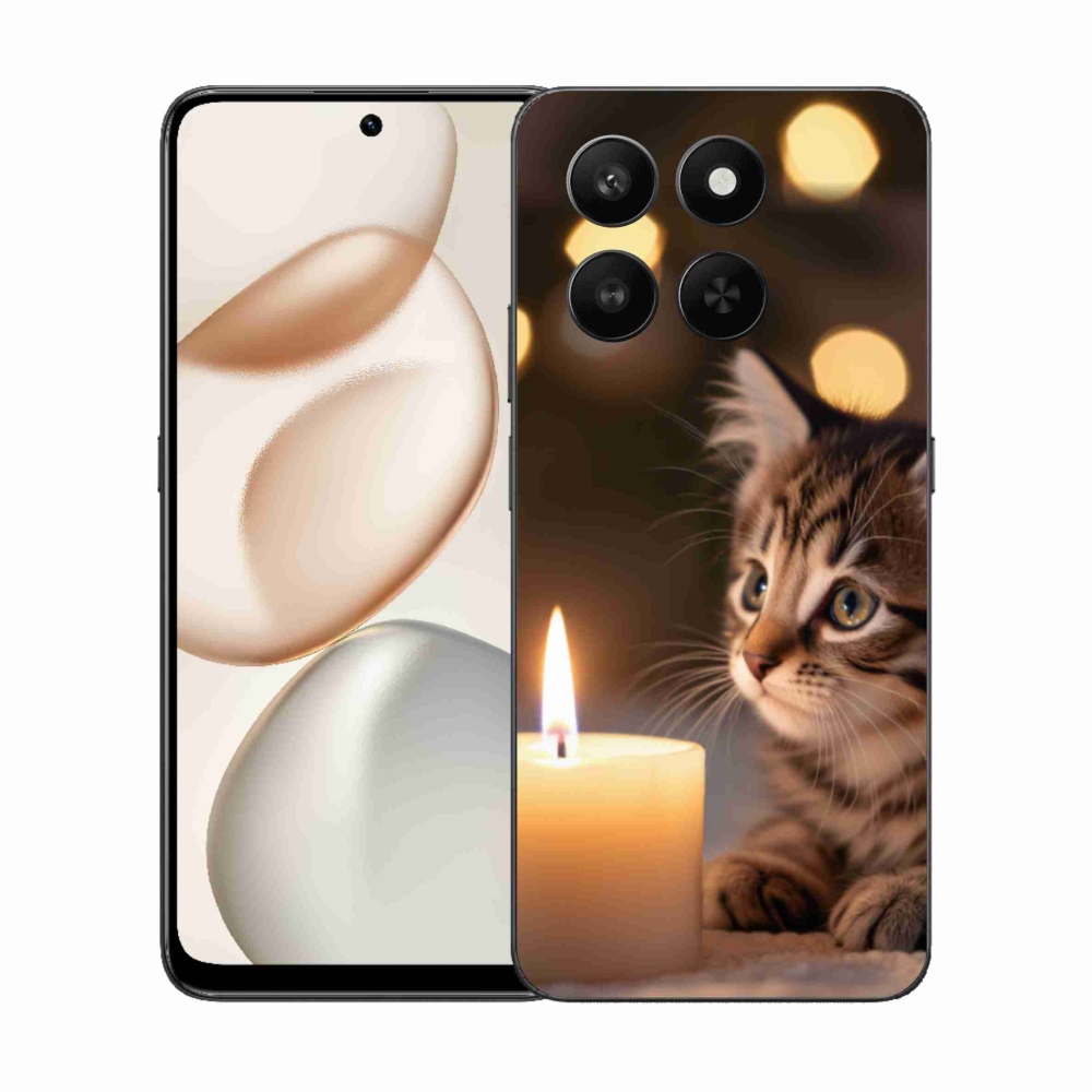 Zselés borítás mmCase a Honor 400 Smart 5G/4G/Honor X7d készülékhez - cica és gyertya