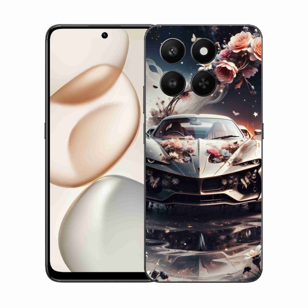 Zselés borítás mmCase a Honor 400 Smart 5G/4G/Honor X7d számára - virágos sportkocsi