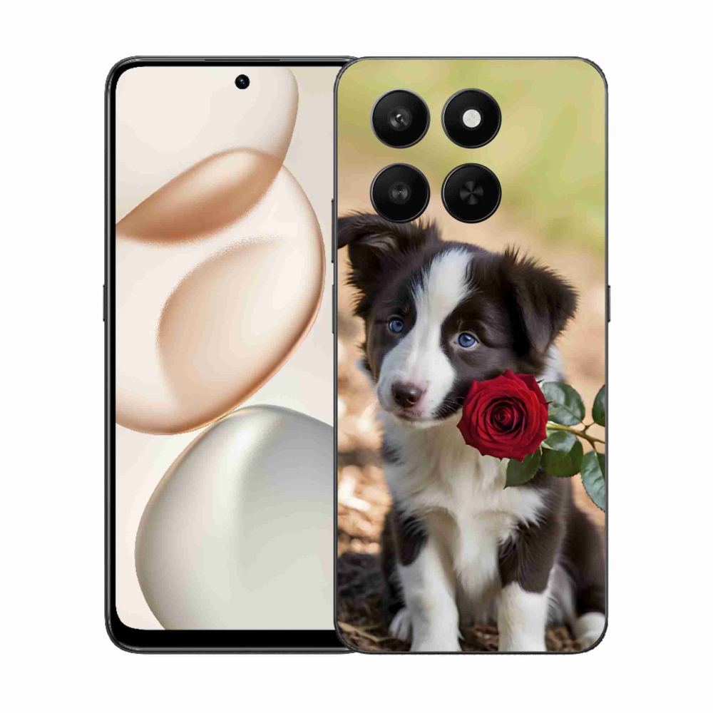 mmCase gél tok az Honor 400 Smart 5G/4G/Honor X7d készülékhez – aranyos border collie rózsával