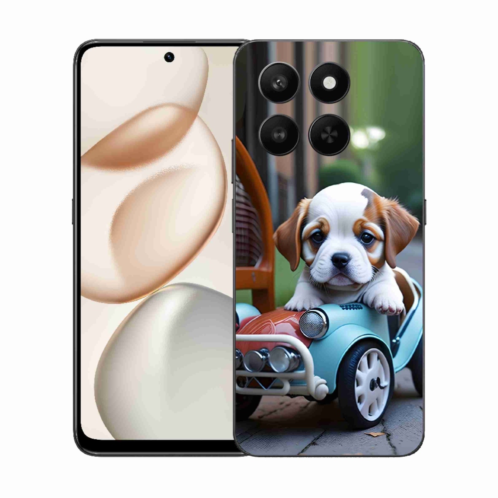 mmCase géltok az Honor 400 Smart 5G/4G/Honor X7d készülékhez – kiskutya retro autóban