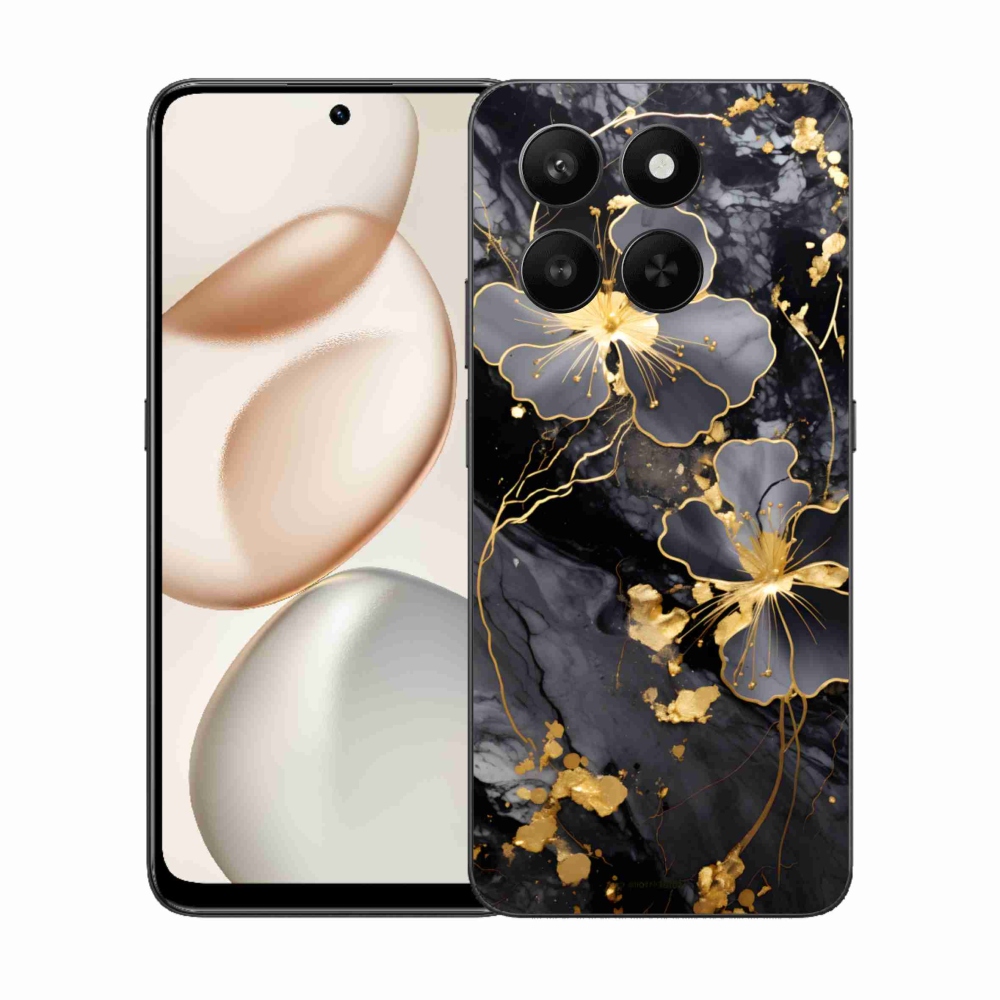 Zselés borítás mmCase a Honor 400 Smart 5G/4G/Honor X7d számára - arany virágok