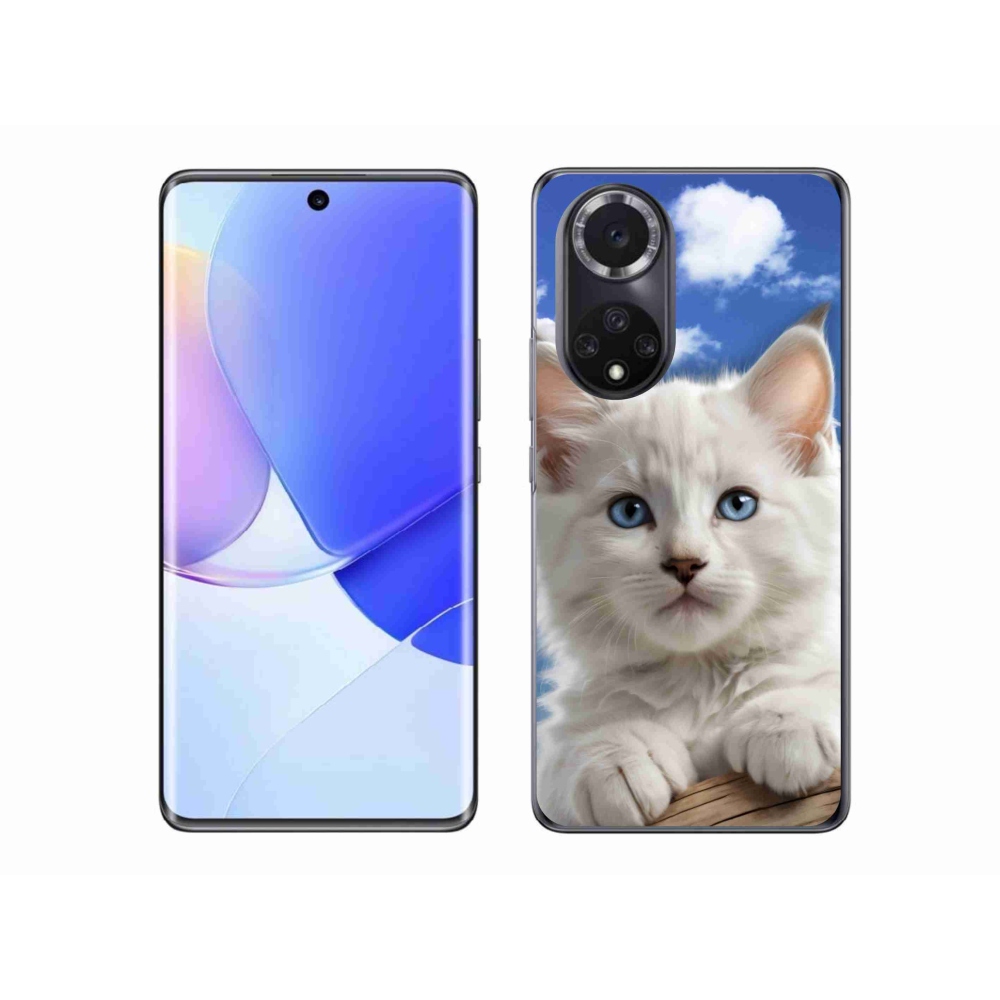Zselés borító mmCase a Honor 50-hez - cica és felhők