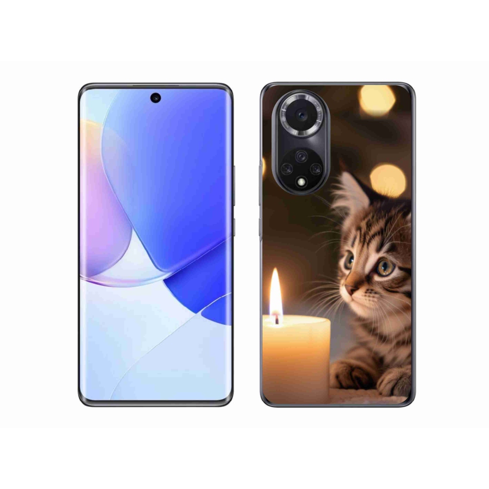 Zselés borítás mmCase a Honor 50-hez - cica és gyertya