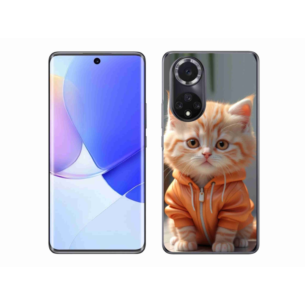 Gél borító mmCase a Honor 50 számára - cica egy melegítőben