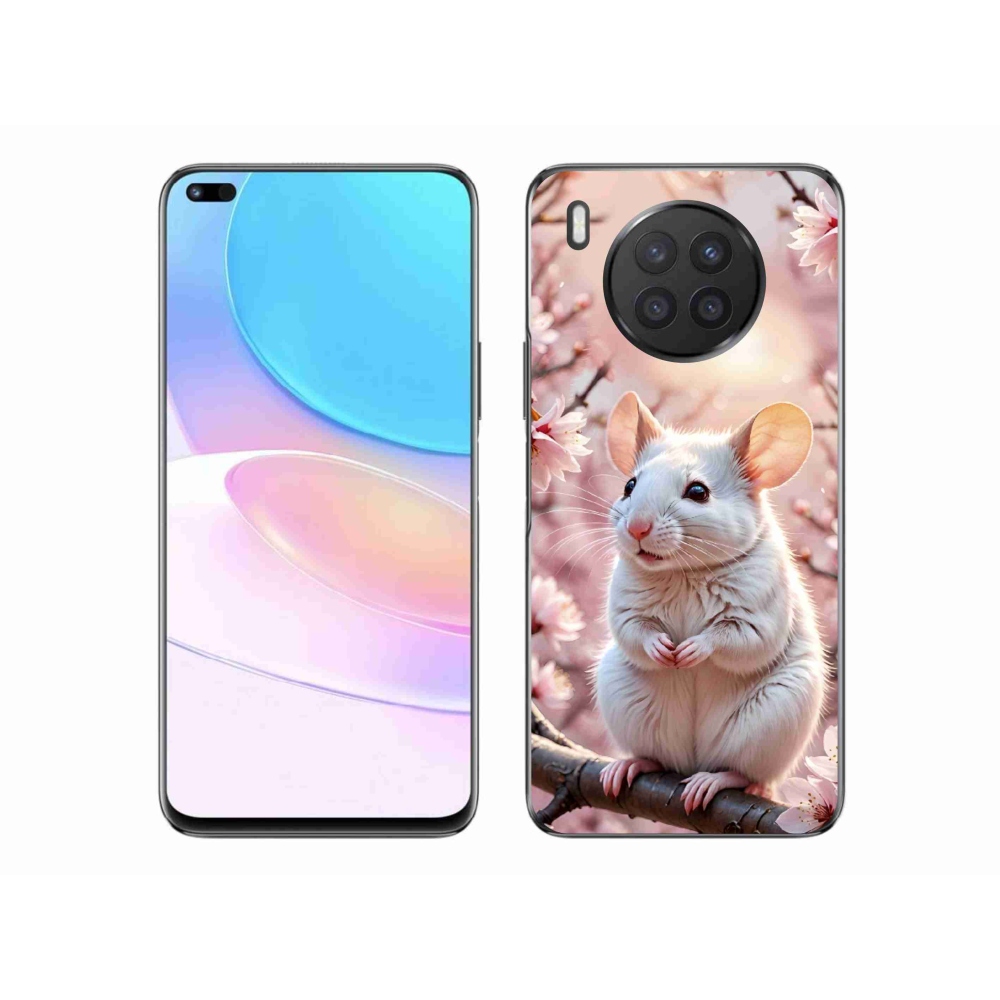 Zselés borítás mmCase a Honor 50 Lite készülékhez - fehér egér az ágon